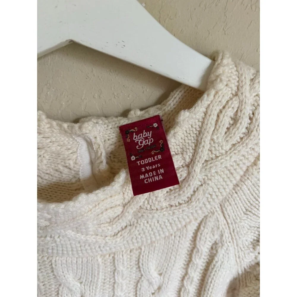 Vintage Baby Gap Wool Blend Cable Knit Sweater Dress Size 3